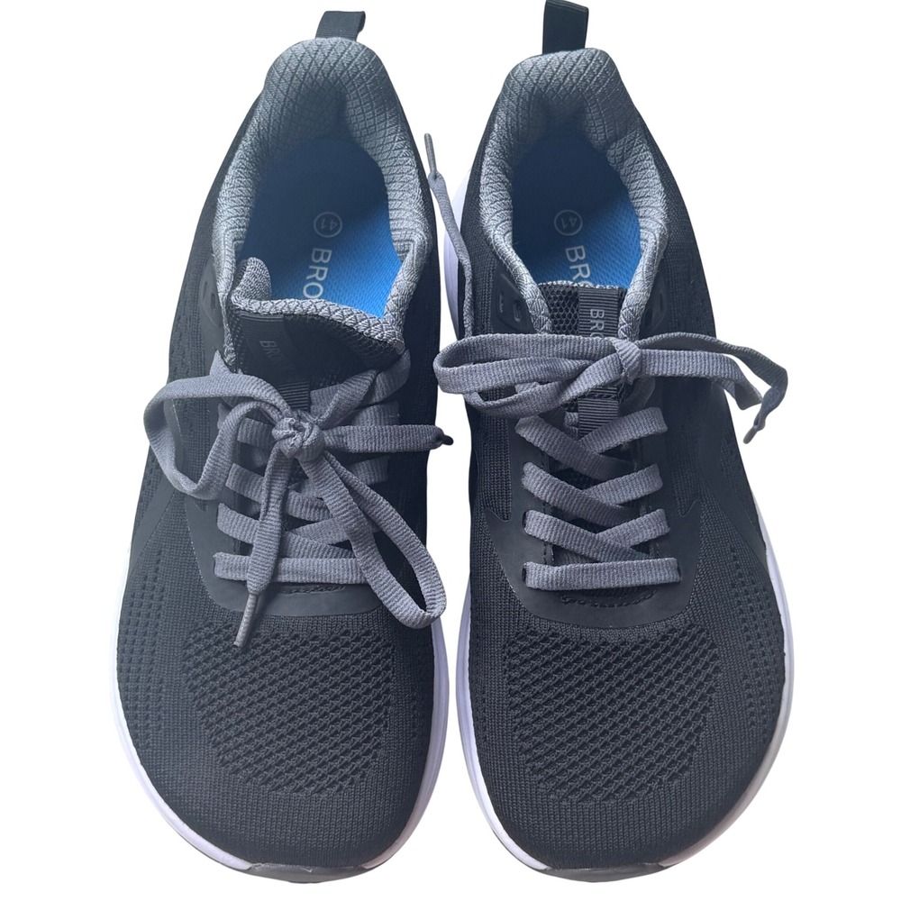 BRONAX Mens Running Shoes Size 42 Wide Toe Box Black Grey Lightweight Sneakers
